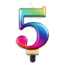 (image for) Jumbo Number 5 Candle Rainbow - Click Image to Close